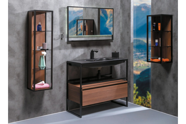 Тумба с раковиной Armadi Art Loft 100 dark wood, напольная, матовая