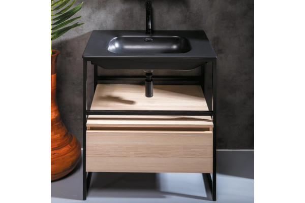 Тумба с раковиной Armadi Art Loft 80 light wood, напольная, матовая