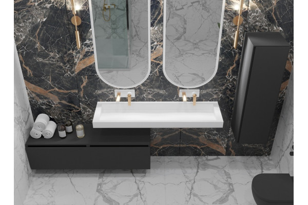 Тумба Armadi Art Flat Valessi Uno-S 140 антрацит матовый подвесная, с ящиками