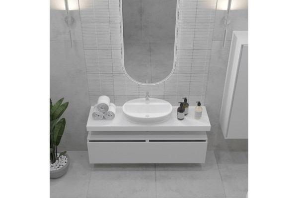 Тумба Armadi Art Flat Valessi Uno-S 140 белый глянец подвесная, с ящиками