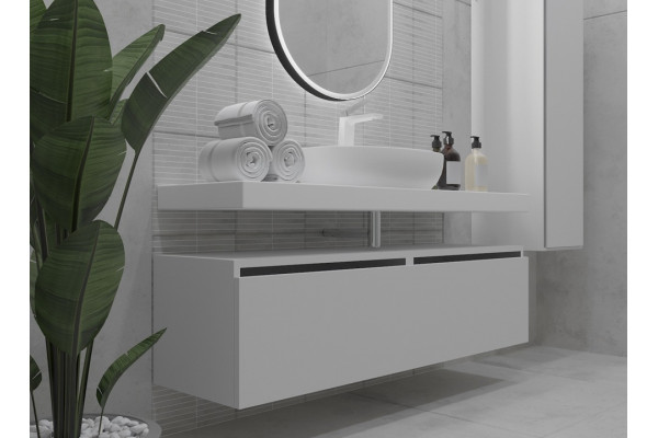 Тумба Armadi Art Flat Valessi Uno-S 140 белый глянец подвесная, с ящиками