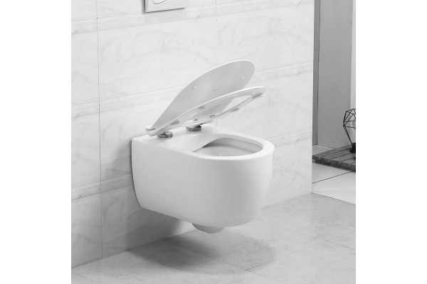 Унитаз подвесной Art&Max Bologna AM211CHR белый, овальный, 37x49 см