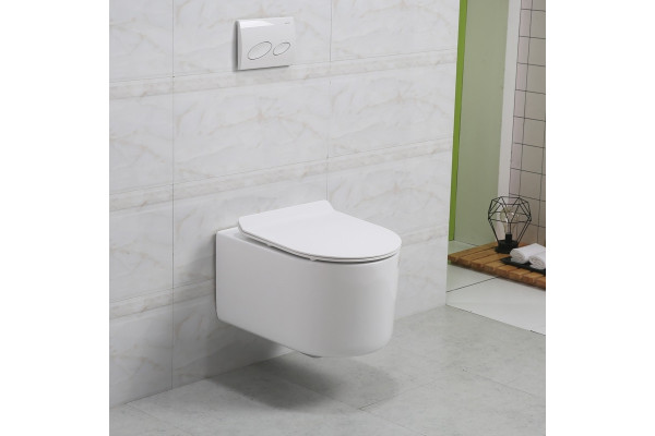 Унитаз подвесной Art&Max Rimini AM204CHR белый, овальный, 37x49 см