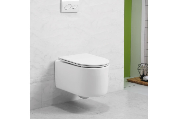 Унитаз подвесной Art&Max Rimini AM204CHR белый, овальный, 37x49 см