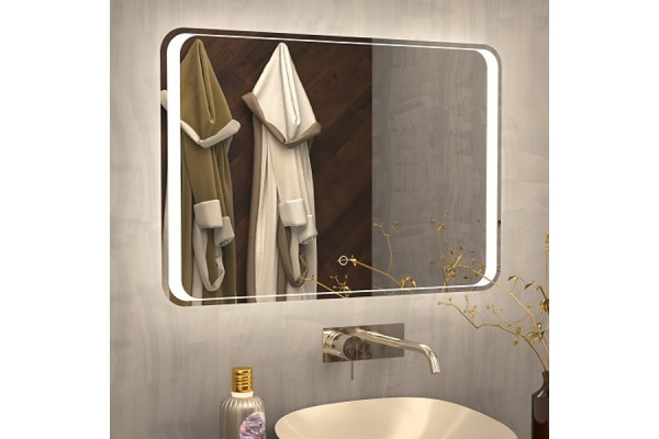 Зеркало Art&Max Elegant 100х80 с подсветкой, прямоугольное,  в современном стиле