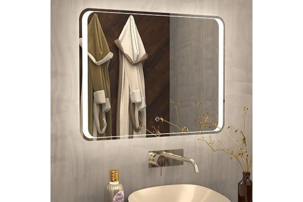 Зеркало Art&Max Elegant 90х80 с подсветкой, прямоугольное,  в современном стиле