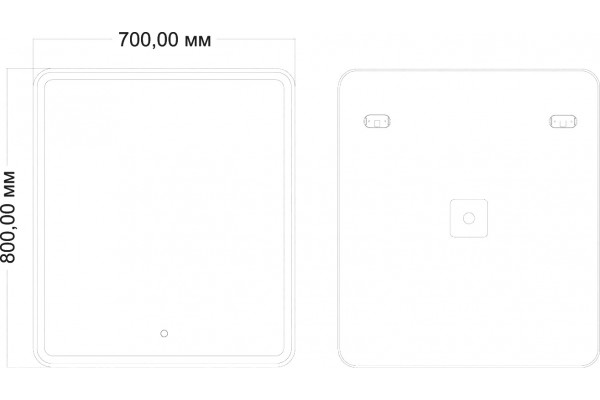 Зеркало Art&Max Vita 70, с подсветкой, прямоугольное, с розеткой
