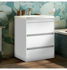 Тумба с раковиной Art&Max Family 60, напольная, Bianco Lucido, с ящиками, глянцевая