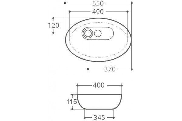 Раковина Art&Max AM3570-C овальная, цвет белый