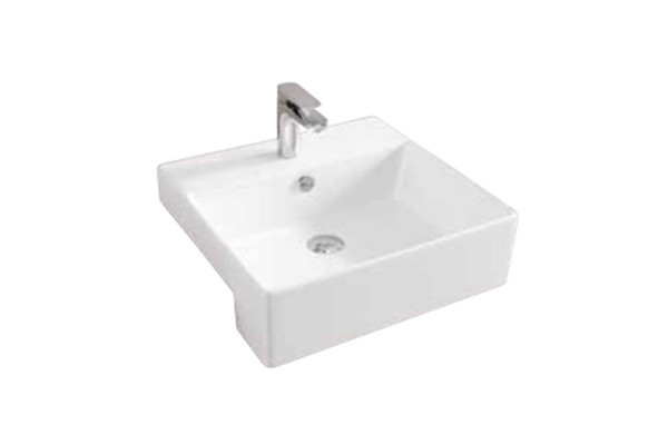 Artceram QUADRO Semincasso Раковина накладная полувстраиваемая 50х48 см с 1 отв под смеситель со слив переливом цвет белый. QUL004 01 00