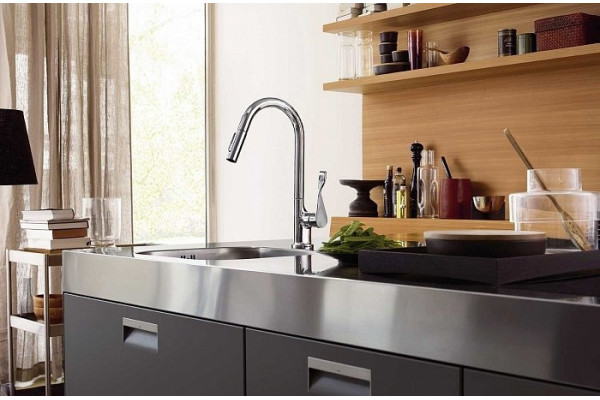 Смеситель Axor Citterio 39835000 для кухонной мойки, хром, однорычажный, высота излива 24.6 см