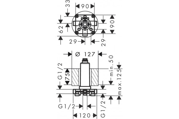 Скрытая часть Axor ShowerSolutions 26434180 цвет черный