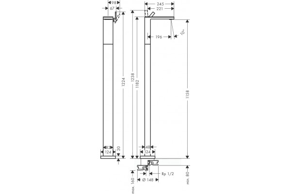 Смеситель Axor MyEdition 47042000 напольный, без панели, однорычажный, хром