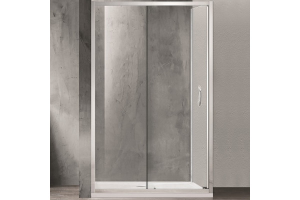 Душевой уголок Azario Milton AZ-ND1131 L 1200 120х80х200 профиль серебро, стекло прозрачное, левый, прямоугольный, двери раздвижные