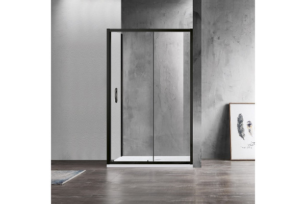 Душевой уголок Azario Milton AZ-ND1131-R 1200 BLACK 120х80х200 профиль черный, стекло прозрачное, правый, прямоугольный, двери раздвижные