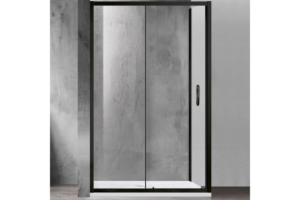 Душевой уголок Azario Milton AZ-ND1131-L 1200 BLACK 120х80х200 профиль черный, стекло прозрачное, левый, прямоугольный, двери раздвижные