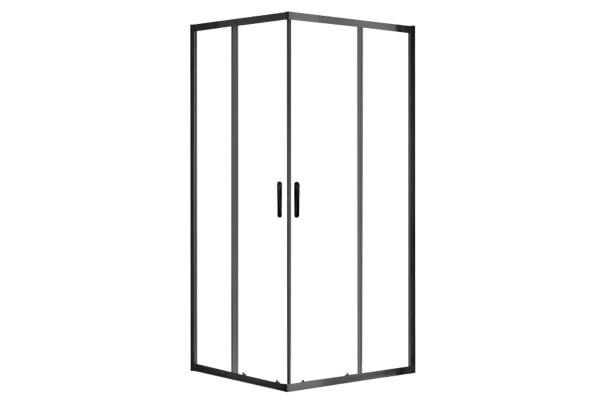 Душевой уголок Azario Milton AZ-ND1142 1000 Black 100х100х200 профиль черный, стекло прозрачное, квадратный, двери раздвижные