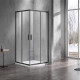 Душевой уголок Azario Milton AZ-ND1142 1000 Black 100х100х200 профиль черный, стекло прозрачное, квадратный, двери раздвижные