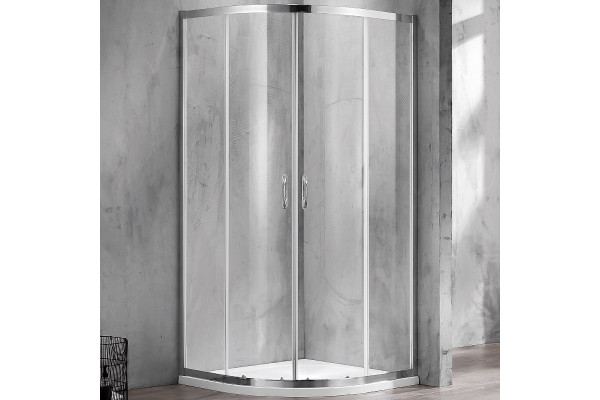 Душевой уголок Azario Milton AZ-ND2142 900 90х90х200 профиль серебро, стекло прозрачное, четверть круга, двери раздвижные