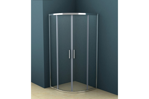 Душевой уголок Azario Ostin AZ-121 S А 90*90*195 профиль хром, стекло прозрачное, четверть круга, двери раздвижные