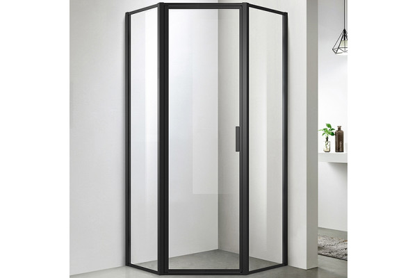 Душевой уголок Azario Richmond AZ-NAG3231 1000 Black 100х100х200 профиль черный, стекло прозрачное, двери распашные, с покрытием анти-капля