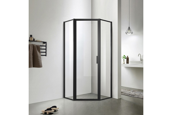 Душевой уголок Azario Richmond AZ-NAG3231 1000 Black 100х100х200 профиль черный, стекло прозрачное, двери распашные, с покрытием анти-капля
