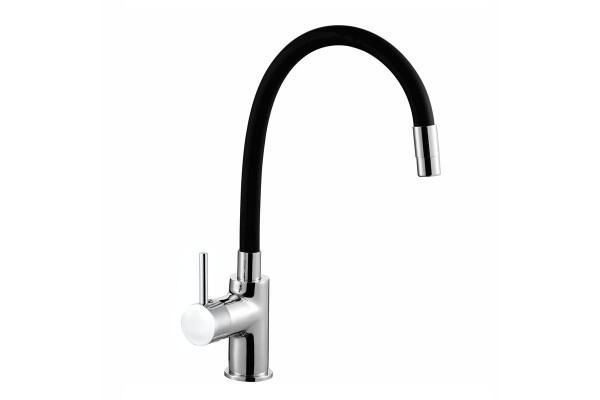 Смеситель Azario Tasco AZ-15494321 для кухни, черный, хром с гибким изливом, однорычажный