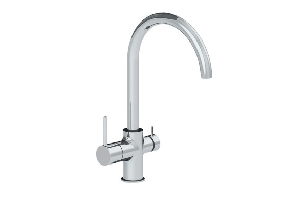 Смеситель Azario Tasco AZ-15164421 для кухни, хром с возможностью подключения фильтра для воды, однорычажный, высота излива 27 см