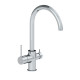 Смеситель Azario Tasco AZ-15164421 для кухни, хром с возможностью подключения фильтра для воды, однорычажный, высота излива 27 см
