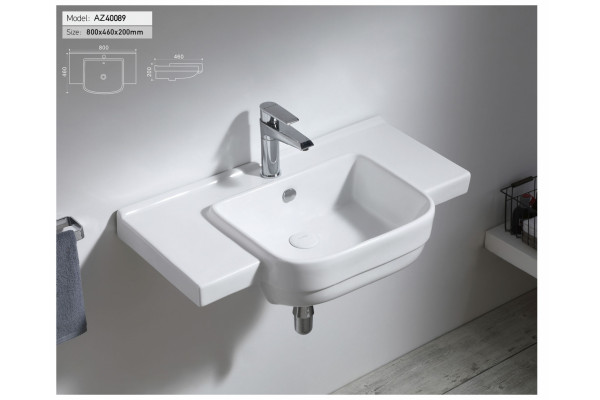 Раковина Azario AZ-40089 80х46 белая прямоугольная, цвет белый