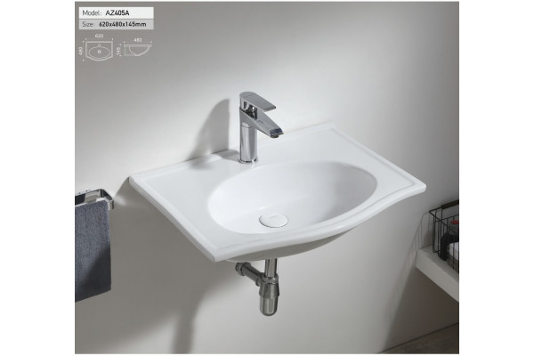 Раковина Azario AZ-405-A 62х48 белая прямоугольная, цвет белый