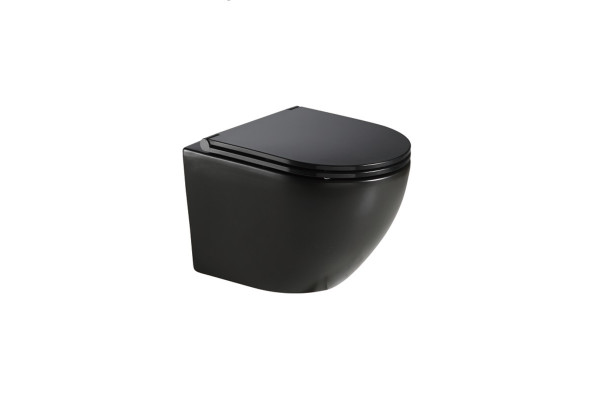 Унитаз Azario Grado AZ-0046N-MB микролифт черный, овальный, 37x49 см