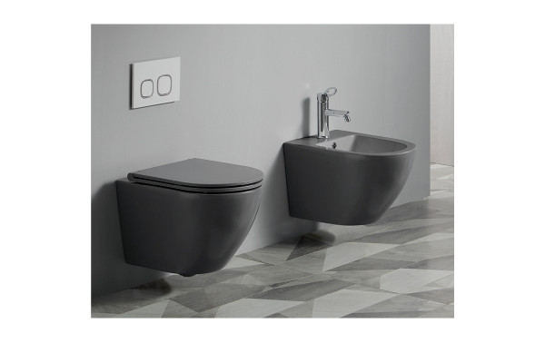 Унитаз Azario Grado AZ-0046N-MB микролифт черный, овальный, 37x49 см