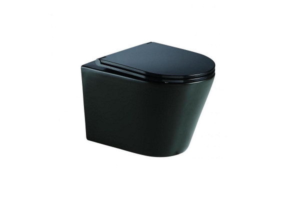 Унитаз Azario Teramo AZ -053E-R-MB микролифт черный, овальный, 35.5x51.5 см