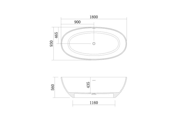 Ванна из искусственного камня Azario Solid Surface 180х93 овальная, отдельностоящая