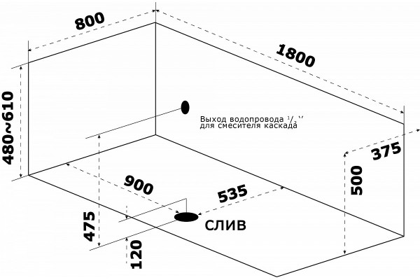 Акриловая ванна Azario Верда 180х80 прямоугольная, пристенная