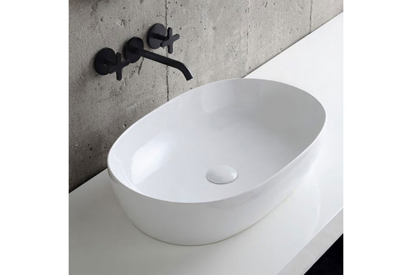 AZZURRA ELEGANCE CIRCLE раковина накладная 60х40х14см без отв. под смеситель  без перелива. цвет белый (цена по акции со склада!) ELLA060400C0BI/(ECI60 bi*0)