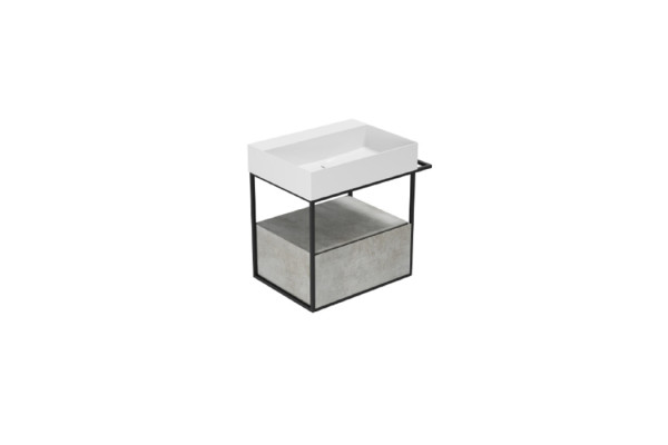 AZZURRA ELEGANCE SQUARED  Структура под раковину 680х445х520 мм. 1 ящик полотенцедержатель цвет структуры черный матовый цвет ящика Cement MSQ60NC