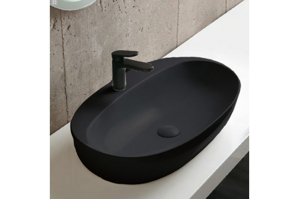 AZZURRA ELEGANCE CIRCLE раковина накладная 60х42х14см с 1 отв. под смеситель  цвет carbone ELLA060420CMCA*1