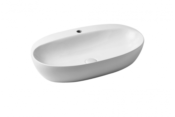 AZZURRA ELEGANCE CIRCLE раковина накладная 70х42см с 1 отв. под смеситель цвет белый (цена по акции со склада!) ELLA070420CMBI/(ECI70M bi)*1