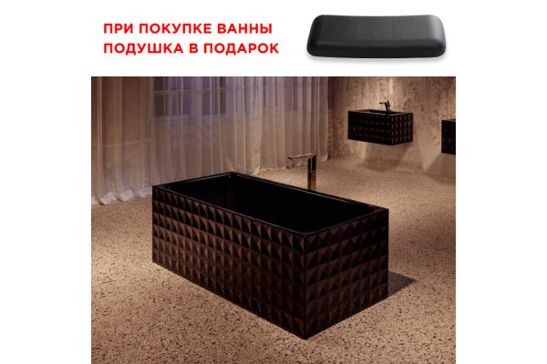 BETTE Loft Ornament Ванна отдельностоящая с шумоизоляцией 181х81х42 cм  цвет черный глянец 056 (для удлиненного слив-перелива) 3172-056 CFXX6A