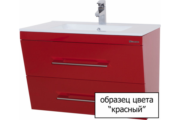 Тумба для комплекта Bellezza Берта подвесная 100 красная с ящиками, ручки хром