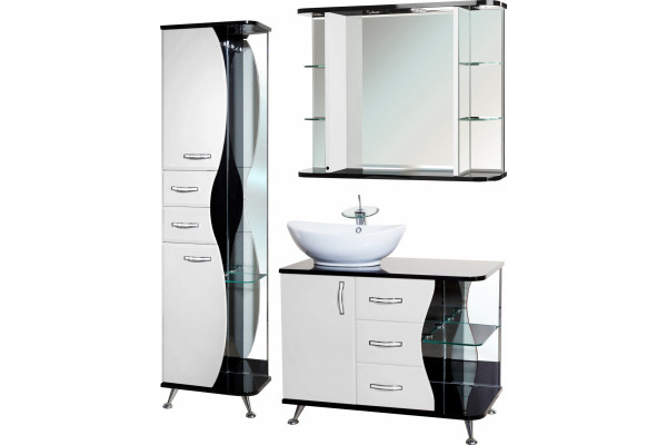 Шкаф-пенал Bellezza Рио 50 L черно-белый напольный, левый