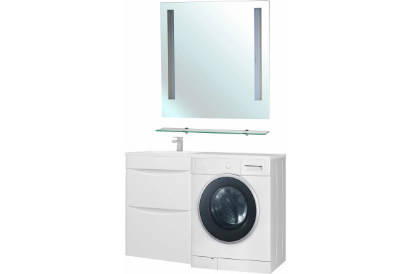 Тумба для комплекта Bellezza Олиссия 120 L, белая, под стиральную машину, 2 ящика, напольная, левая