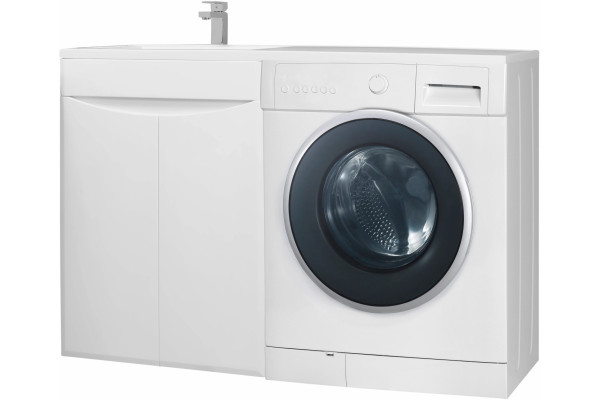Тумба для комплекта Bellezza Олиссия 120 L, белая, под стиральную машину, напольная, с дверками