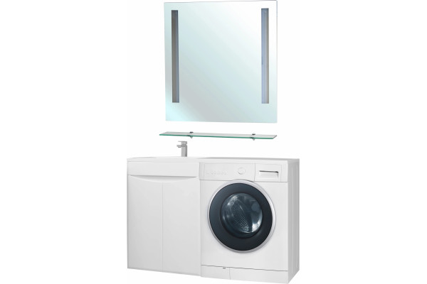 Тумба для комплекта Bellezza Олиссия 120 L, белая, под стиральную машину, напольная, с дверками