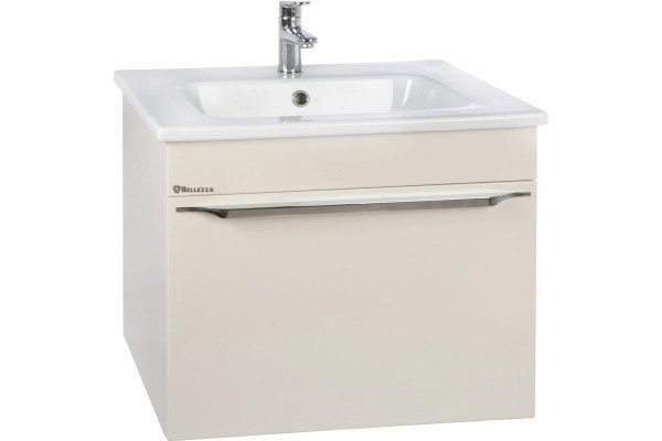 Тумба для комплекта Bellezza Альдо 60 бежевая, 1 ящик, подвесная, ручки хром