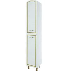 Шкаф-пенал Bellezza Амелия 35 L, с бельевой корзиной, белый патина золото, с дверками, левый