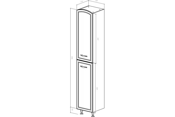 Шкаф-пенал Bellezza Амелия 35 L, с бельевой корзиной, белый, с дверками, левый