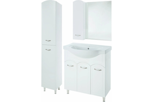 Зеркало-шкаф Bellezza Амелия 80 L, белое, с дверками, прямоугольное